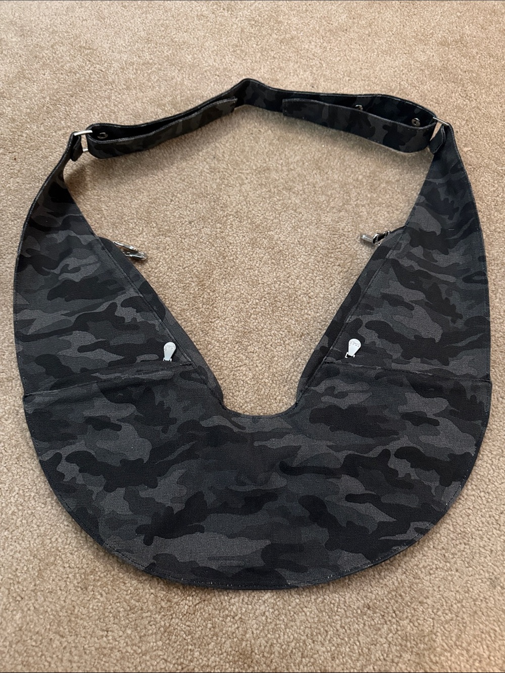 Sash Bag Black Canvas Camo Crossbody Sling Bag